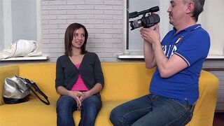Skinny brunette teen gets fucked at casting session