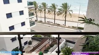 Public sex with a chick on the balcony railing