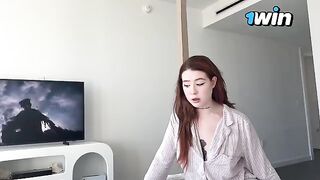 My step-sister, with her striking red hair and big assets, sneaks into my room