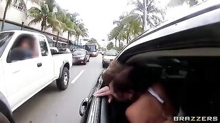A young guy with his friends fucked two whores in a car