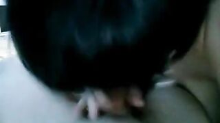 A drunk brunette woke her husband with a blowjob episode