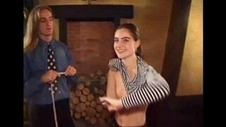 Girl with a big bush has sex. She plays with her pussy