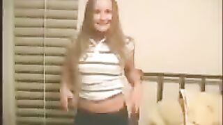 A young girl has sex with a guy in a homemade scene