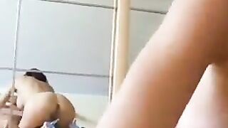 A couple enjoys private time together, with the girl showing excellent blowjob skills in this homemade video