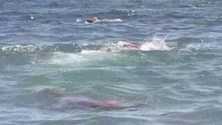 A mature woman went to the nude beach to enjoy herself