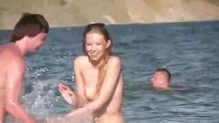 A mature woman went to the nude beach to enjoy herself