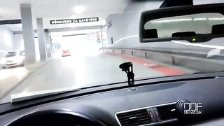 A hot chick gave a blowjob to her driver friend in the car