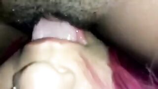 The girl was ashamed of her hairy Latin pussy, but she had to lick it on camera