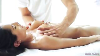The guy seduced a girl on the massage table and fucked her gently