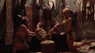 Fairytale girls with red skin get banged in an intense threesome