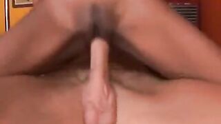 Skinny black woman enjoys riding a big white cock
