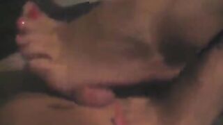The guy masturbates his cock with his hand in this hot POV video