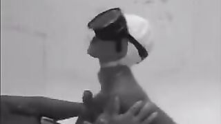 During the diving, she made an aqualung diver give her a blowjob