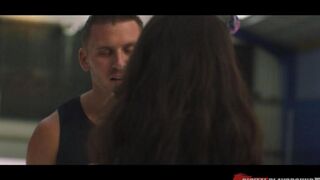 A fan has sex with her hockey player hero at the stadium in a steamy encounter