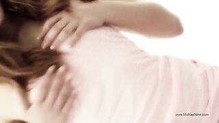 The pretty woman plays with her pussy with her fingers in an exciting way