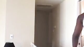 A sexy black guy fucks a blonde woman in her ass in the couch
