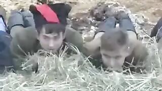 A young girl was fucked in the hay in the barn