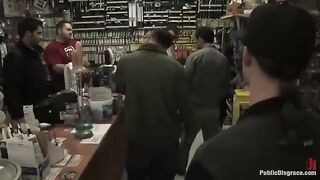 A girl was roughly fucked right in the shop, much to her dismay