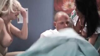 Two hot nurses are having a good time with a guy in this hot video