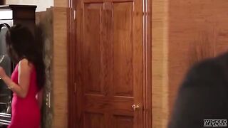 Two sisters gave a blowjob to friend in the bathroom