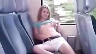 A girl was ironing her skirt on the bus, but she got aroused