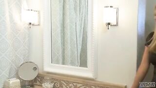The husband shot his dick in the bathroom with his wife