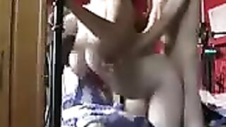 A busty woman fucks her husband at home in this spicy homemade scene