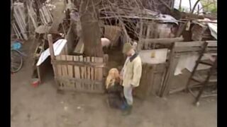A hot chick from a Russian village gets fucked outdoors