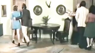 Retro foursome sex with cute and charming brunette teen