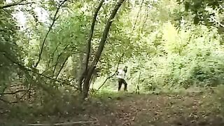 A girl ventured into the forest and met a maniac to engage in outdoor sex