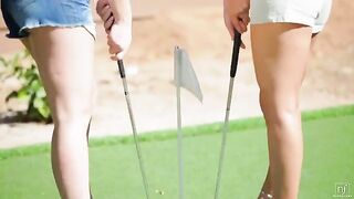 A girl is looking for a golf ball and meets a hot lesbian