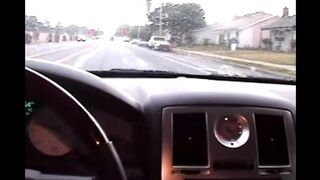 The blonde gives a blowjob in the car, it was a desperate need