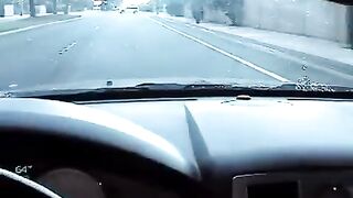 The blonde gives a blowjob in the car, it was a desperate need