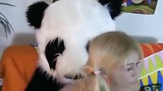 A sexy girl fucks with a bear in the style of Panda, what a sight!