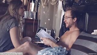 Cute daughter seduces her father to fuck her in this hot eporn scene