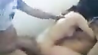 Two guys fucked young Asian in her hole, a steamy homemade scene