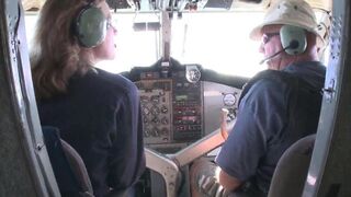 Blonde stewardess with big boobs gets fucked hard