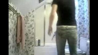 A hidden camera in the toilet caught intimate moments of a teen