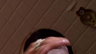 A girl sucked a dick through a hole in the toilet, what a view!