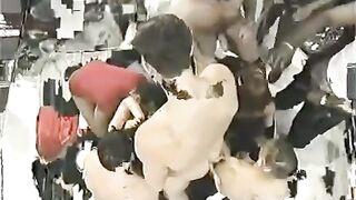 Cute woman fucked by a crowd of guys with hard dicks