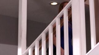 Morgan Lee fucks his girlfriend with a strapon in a passionate scene on the couch