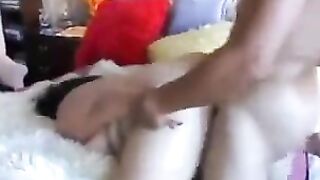 A guy was having fun with a thick girl’s ass