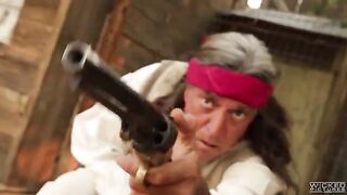 The cowboy punished a girl but licked her clitoris with pleasure