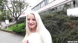 A hot blonde with natural tits in a private scene