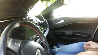 A young girl started to suck cock in her car