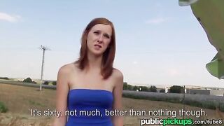 Redhead girl gets fucked on a haystack in the wood