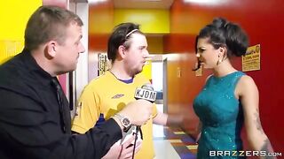 A group of men fuck a girl in the crowd, she enjoys it