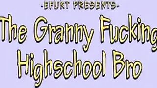 He could insert his dick in the crotch of the granny, it was tight