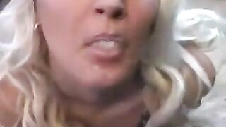 The whimsical blonde licks the sperm from the spoon in tender footjob