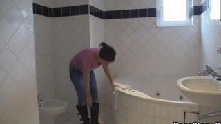 The hottest shower sex with brunette teen with natural tits